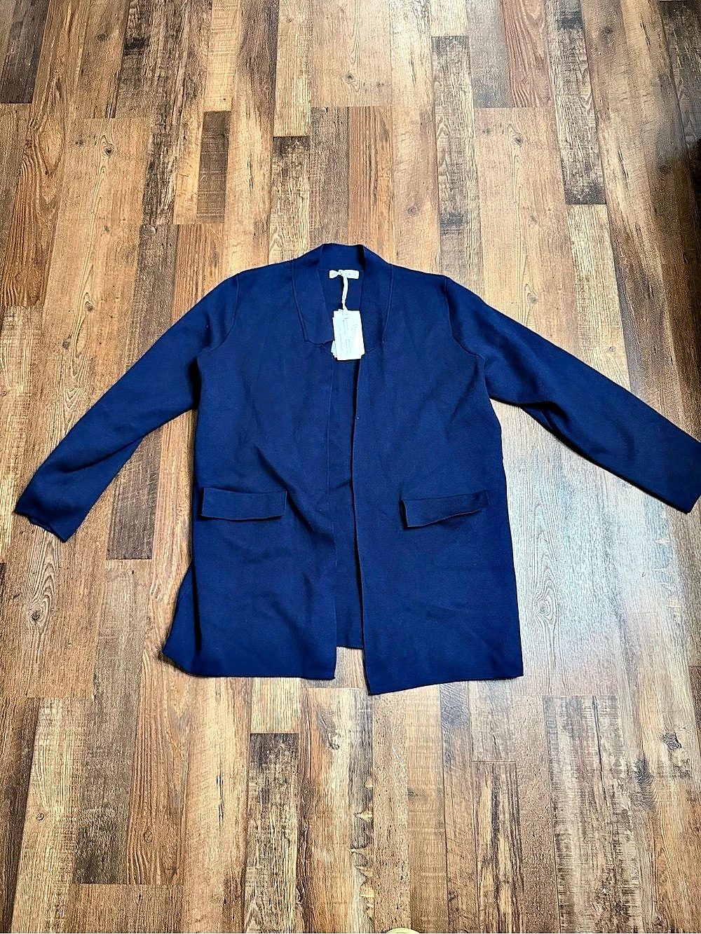 Grace Karin Women's Knit Blazer Cardigan Cropped Lapel Jacket Blue XL